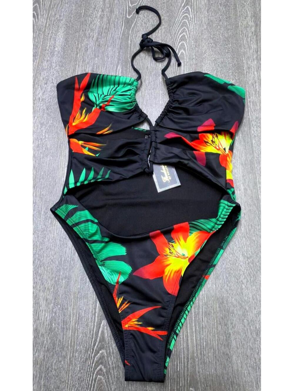 Fredericks of Hollywood Cabarita Paradise Print Cutout Swimsuit Size Medium